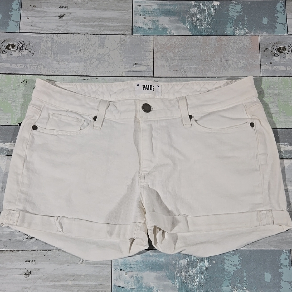 PAIGE White Denim Jean Shorts Jimmy Jimmy Short Sz 28